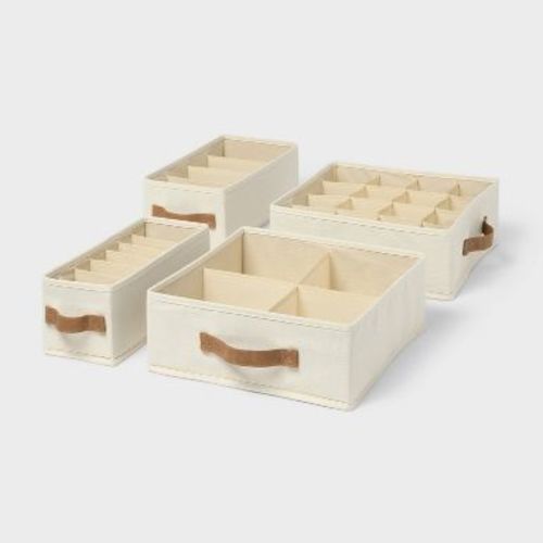 4pk 2 Medium/2 Small Clothing Storage Bins with Dividers - Brightroom™
