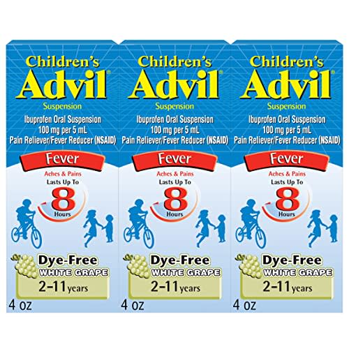 Advil Children's Dye Free, Ibuprofen, White Grape, 3 Pack | Relieves Fever and Minor Aches in Children, Dye-Free Liquid Ibuprofen, White Grape, Ages 2-11
