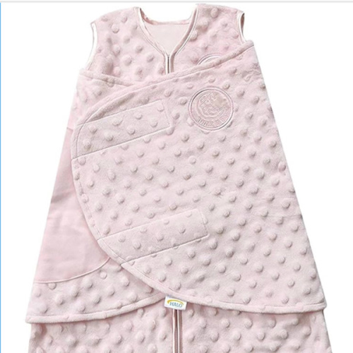 HALO Sleepsack Swaddle Plush Dot Velboa, 3-Way Adjustable Swaddle Blanket, TOG 3.0 for Cool Climates, Pink, Newborn, 0-3 Months