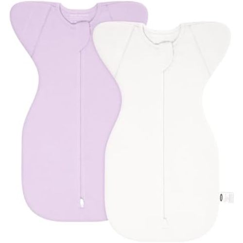 MEXXI Swaddle Baby Sleep Sack With Arms Up, 2 Pack Baby Transitional Swaddle with Double Zipper,0.5 TOG