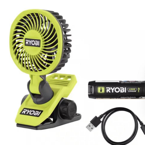 USB Lithium Clamp Fan Kit with 2.0 Ah USB Lithium Battery and Charging Cable