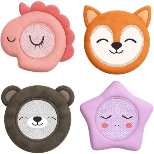 ICEWRAPS Small Reusable Ice Packs for Kids’ Boo Boos, Cloth-Covered Hot & Cold Packs, Baby Ice Pack for Fever & Minor Injuries, Set A: Bunny, Fox, Raccoon, Owl – FSA-HSA Eligible
