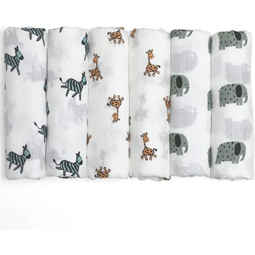 GLLQUEN BABY Receiving Blanket Boy Cotton Muslin Swaddle Blankets Girl Newborn Squares Breathable & Soft Thin Baby Blankets Cloths Double Absorbent Infant Swaddling Wrap - 6 Pack (Giraffe)