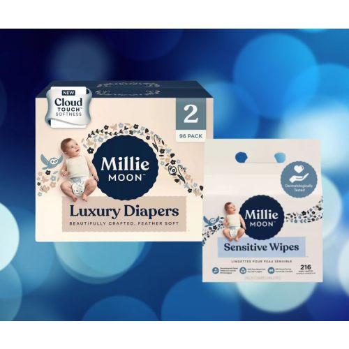 Generic Luxury Moon Disposible Diapers and Wipes Babyshower Diaper and Wipes Bundle Millie Vegan Plant Based Wipes and Diapers Size 2