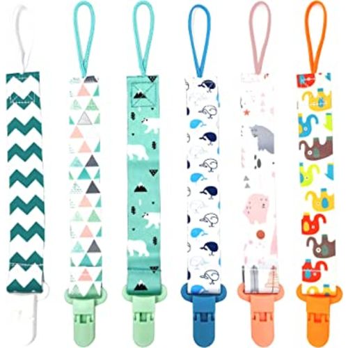 OnlyBP® Set 6 Baby Pacifier Holder Clip - Pacifier Clip for Boys and Girls Fits for Most Pacifiers - Protects Your Baby - Binkie Styles & Baby Teethers & Toys and Gift
