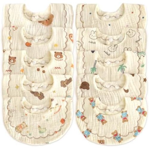Baby Bibs Muslin Bibs for Baby Girl Boy for Drooling and Teething 10 Pack