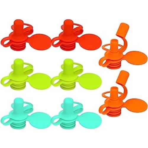 Morlike Baby Water Bottle Cap Silicone Bottles Top Spout Adapter Replacement for Toddlers Kids and Adults, Protects Kids Mouth - No Spill & BPA Free (Mix - 8 Pack)