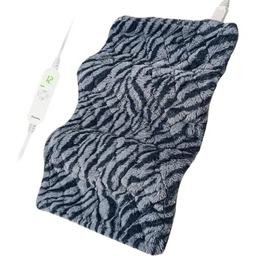 Pasonio Full Weighted Heating Pad for Back, Neck, and Shoulder Pain Relief with Auto Shut Off, Extra Large 12 x 24, Grey Blue-PLH02