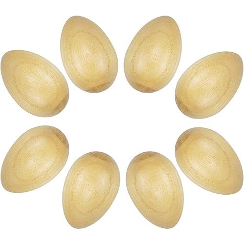 Foraineam 8 Pieces Wooden Egg Shakers Natural Finish Wood Music Egg Toys Set Musical Percussion Instruments for Child Toys DIY Painting Music Learning