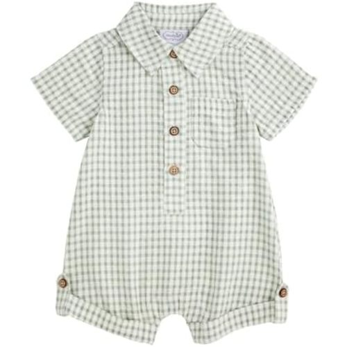 Mud Pie Baby Boy Gingham Collar Shortall