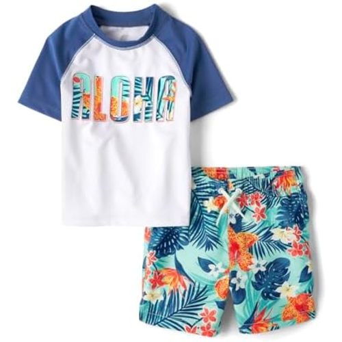 The Children's Place Baby-Boys and Toddler Short Sleeve Rashguard and Bottoms