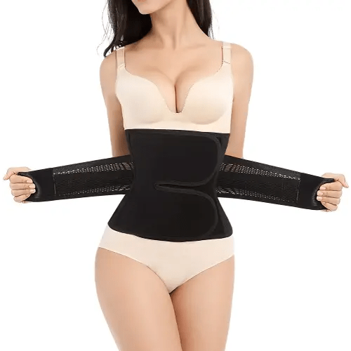 Trendyline Postpartum Belly Band,C Section Belly Binder,Abdominal Binder Post Surgery Girdle,Tummy Tuck Compression Wrap Waist Trainer Black