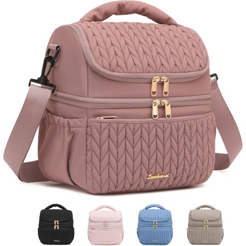 Leadvenst Breastmilk Cooler Bag - Large Capacity 12L & 10-Hour Insulated Bottle Cooler Bag with Detachable Divider for Tall Baby Bottles | Dual Deck Lunch Box for Women | Breast Pump Bags for Work