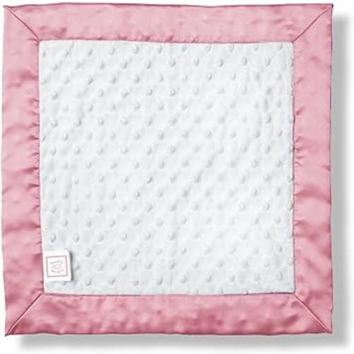 SwaddleDesigns Baby Lovie, Small Security Blanket, Plush Dots with Satin Trim, Pink, 14 x 14 inches