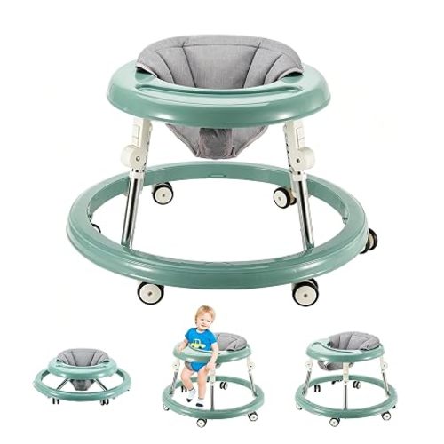 Folding Baby Walker,Height Adjustable Baby Walker for Babys 6-18 Months (Green)