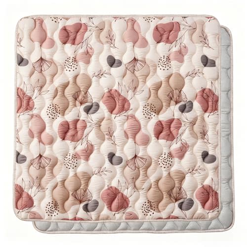 Bunnikins & Clover 50"x50" Thicken Soft Play Mat for Babies 0-6 Months, Foldable and Non Slip One-Piece Baby Crawling Mat, Washable Padded Foam Play Mat for Baby, Toddlers Infants, Tummy Time