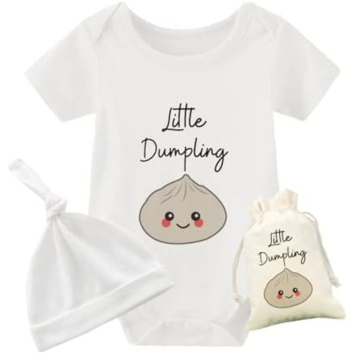 YSCULBUTOL Baby Twins Bodysuit Funny Ramen Outfit Noodle Funny Romper Baby Costume Jumpsuit Hat Bags