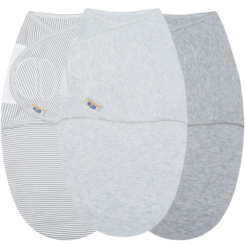 BlueSnaill Adjustable Baby Cotton Swaddle, Ultra Soft Newborn Cozy Receiving Blanket (3 Pack,0-3 Month) (Grey)