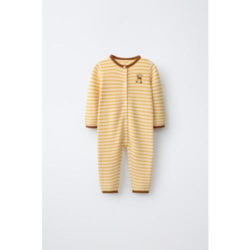 WINNIE THE POOH © DISNEY STRIPED KNIT JUMPSUIT - Ecru/Yellow | ZARA United States