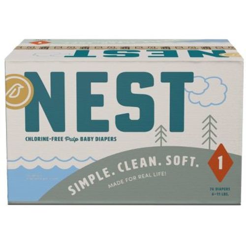 Nest Chlorine-Free Baby Diapers - Fragrance Free, Gentle for Sensitive Skin - Size 1 (76ct)