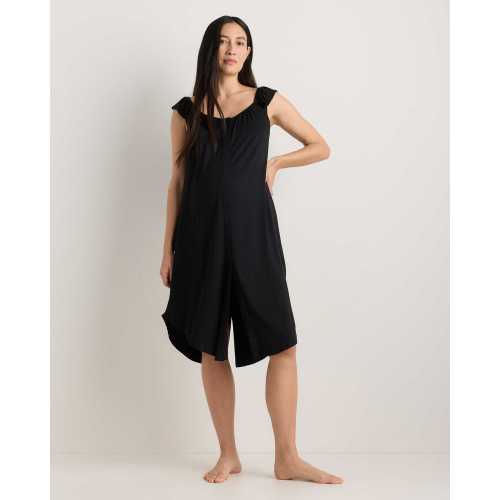 Bamboo Jersey Flutter Sleeve Labor and Delivery Gown - Maternity in Black