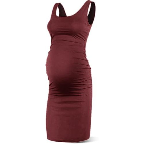 Rnxrbb S-2XL Women Summer Sleeveless Maternity Dress Pregnancy Tank Scoop Neck Mama Clothes Casual Bodycon Clothing
