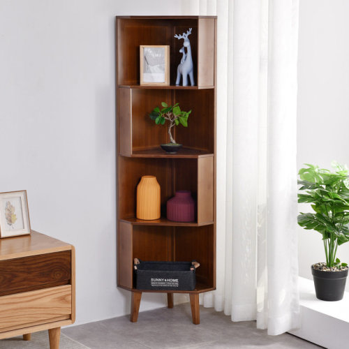 George Oliver Esma Corner Bookcase Corner Bookshelf Display Storage Shelf Cabinet & Reviews | Wayfair