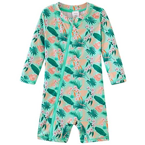 UMELOK Baby Girls' One Piece Swimsuit Full Zip UPF 50+ Sun Protection Swimwear Rash Guard Swim Suit