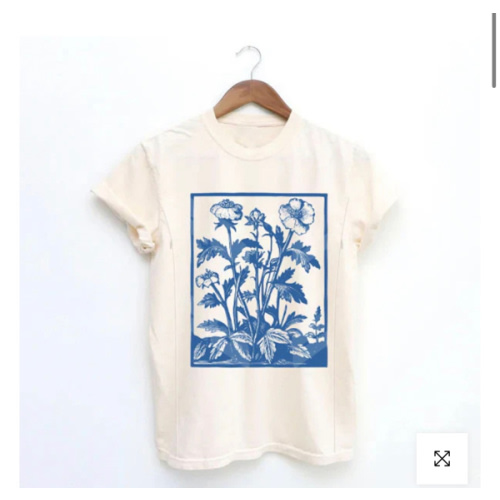 Vintage Wildflowers Graphic Nursing T-shirt