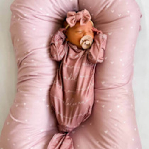 Caden Lane Solid Personalized Newborn Baby Knot Gown