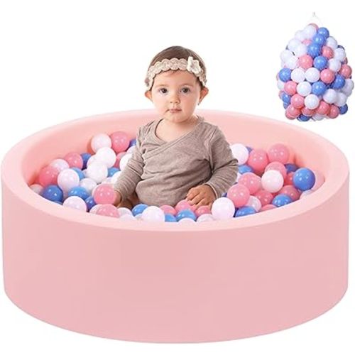 Wilwolfer Foam Ball Pit for Toddlers with 100 Balls, Large Baby Ball Pit for Babies with Soft Memory Sponge, Indoor Outdoor Baby Playpen, Kids Play Ball Pool