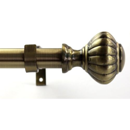Urbanest 1-inch Diameter Doorknob Adjustable Single Drapery Curtain Rod, 48-inch to 84-inch, Antique Brass