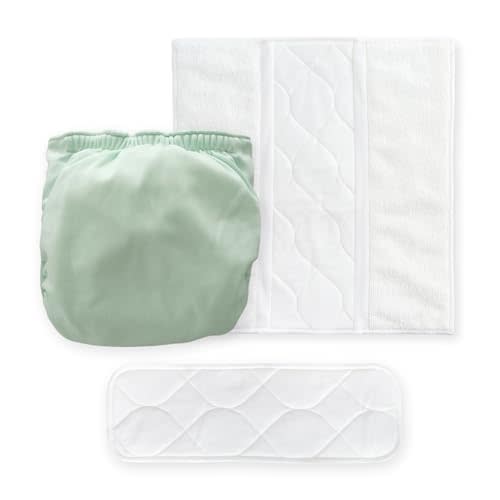 Amazing Baby Hybrid Cloth Diaper Cover/Swim Diaper, Small, Sz 2 (8-15 lbs), Use Boosties Disposable or Reusable Inserts, Pastel SeaCrystal, SmartNappy Set: Cover + Tri-Fold + Booster Pad
