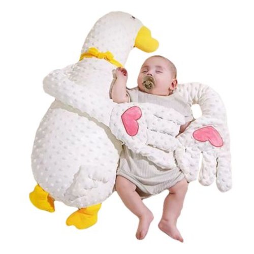 Rojia White Ducks Sleep Aid Doll with Remote Control, Patting Hand Butt for Baby Sleep, Automatic Palm for Soothing Baby, Multifunctional Sleep Toy Friend for Kids