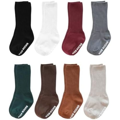 VWU Baby Crew Socks with Grips Unisex Toddler Infant Cotton tube Socks 0-5 Years