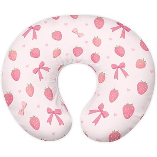 Pink Strawberry and Bow Tie Nursing Pillowcase Nursing Pillow Cover Cuddle Pillow Slipcover Detachable Nursing Pillow Protective Baby Feeding Baby Essentials