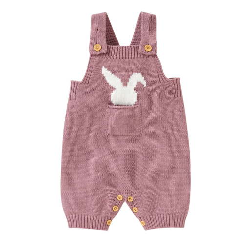 JAJAHO Boys Girls Easter Jumpsuits Toddler Baby Clothes Knitted Sleeveless Cute Bunny Overalls Casual Playwear For Infant 0-18M Comfortable Onesie