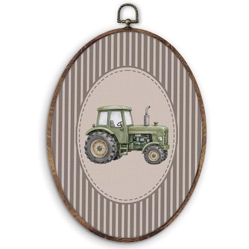 KTYHD Vintage Tractor Nursery Oval Wall Art, Vintage Boy Room Decor