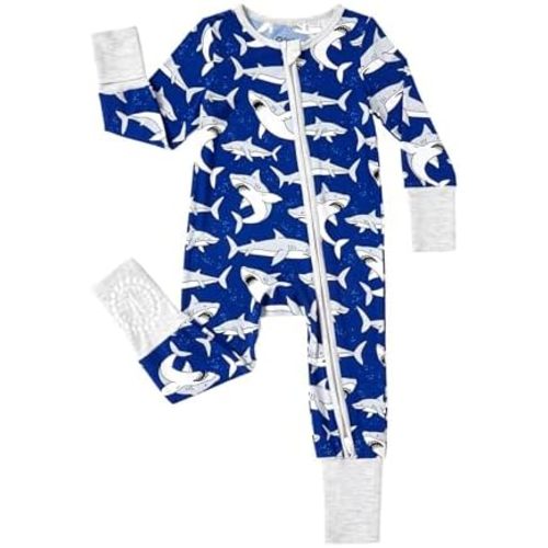 3-6M PATPAT Baby Footies Boys Girls - Bamboo Viscose - Zipper & Non-Slip Soles Romper Mitten - Footed & Footless Infant Clothes