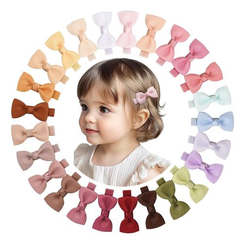 25 Pieces 25 Colors Baby Hair Clips Fully Lined No Slip for Fine Hair Toddler Hair Clips Baby Barrettes Hair Bows for Infant Newborn Hair Accessories Hairpins