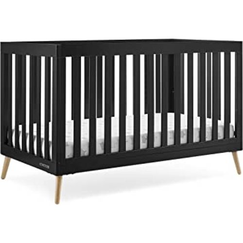 Delta Children Essex 4-in-1 Convertible Baby Crib, Ebony with Natural Legs
