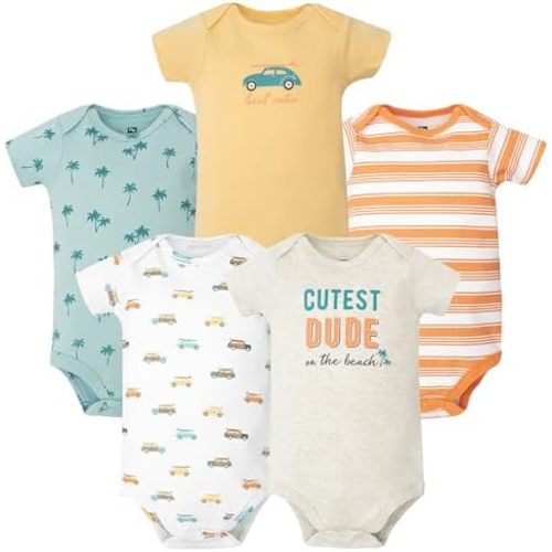 Hudson Baby Infant Boys Cotton Bodysuits 5-Pack