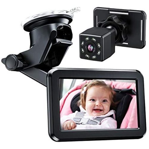 Itomoro Baby Car Mirror, Back Seat Baby Car Camera with HD Night Vision Function Car Mirror Display, Reusable Sucker Bracket, Wide View, 12V Cigarette Lighter, Easily Observe the Baby’s Move