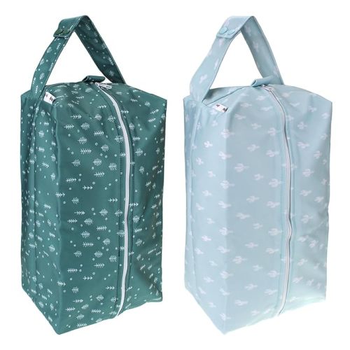 Mama Koala 2 Pack Wet Dry Bags on the Go, Swimming Pool, Beach, in Gym, Fitness Center, Natatorium, Polyester Waterproof Diaper Bag with 2 Pockets, Portable, Reusable, Machine Washable-12in/16in-017