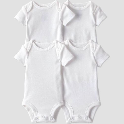 Carter's Just One You® Baby 4pk Short Sleeve Bodysuit - White 3M: Cotton Crew Neck, Tagless, Crotch Snap