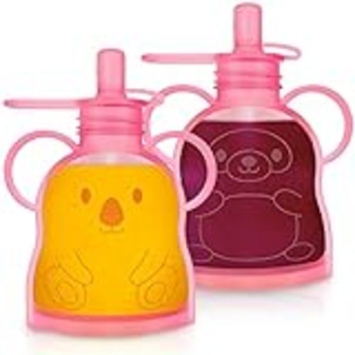 Amazon.com : Morlike Living Refillable Silicone Baby Food Pouches, Reusable Squeeze Storage Pouch Bags with Straw for Toddlers Kids, Washable & Freezable, 4.5oz (Pink, 1 Pack) : Baby