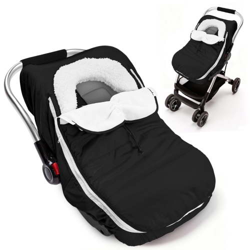 Beavtaens Winter Baby Car Seat Cover, Warm Cozy Breathable, Watreproof Carseat Canopy for Boys, Black