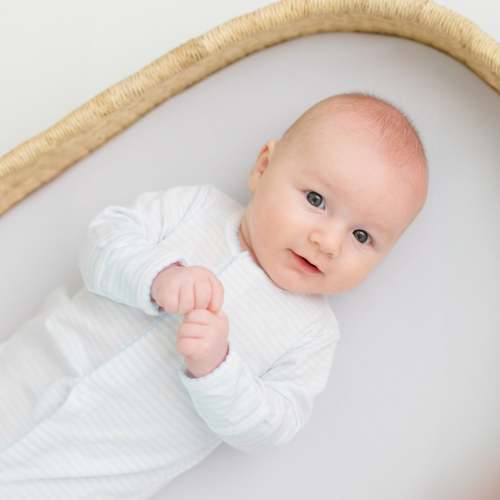 Baby Boy Striped Footie - Blue Pima Cotton - Magnolia Baby
