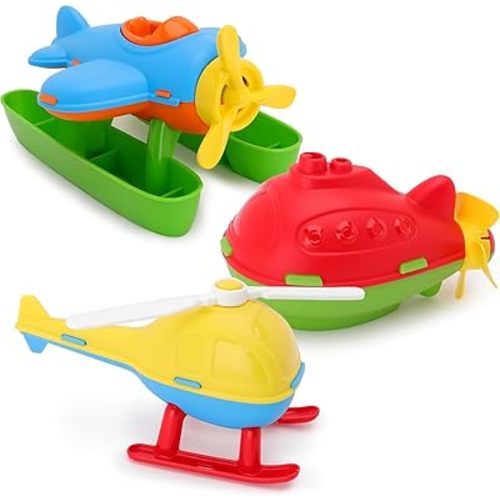 Toyland® Pack of 3 Floating Water, Bathtub, and Pool Toys for Kids 18 Months Plus - Helicopter, Submarine & Seaplane
