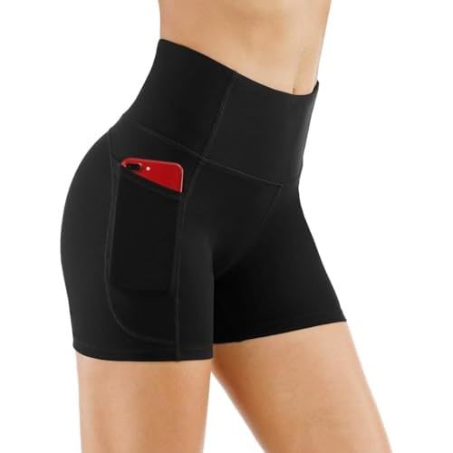 THE GYM PEOPLE Women's High Waist Workout Shorts Breathable Dolphin Split Elastic Lounge Yoga Shorts